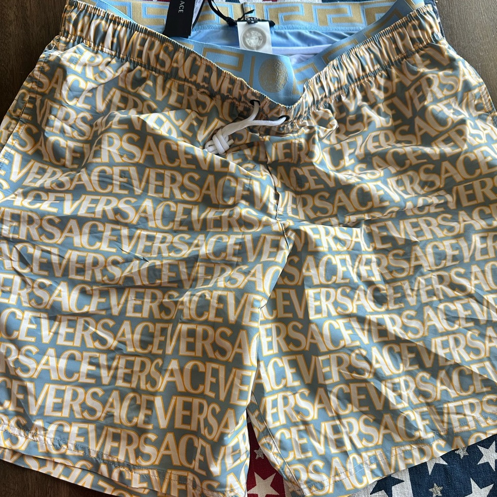 Versace Athletic Yellow and Blue Shorts